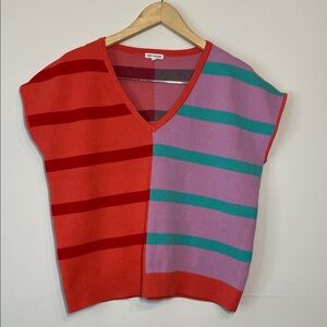 Mary Square Women’s Colorful Striped V-Neck Sweater Multi L